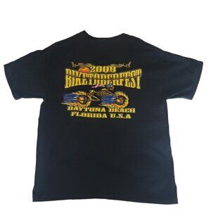 Biketoberfest Shirt Adult Large 2008 Daytona Beach Skeleton Biker Flaming Bike